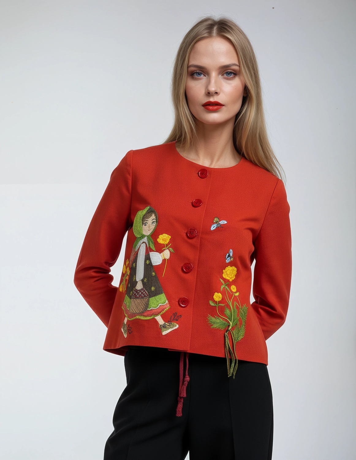 Брючный Костюм с Красным Жакетом